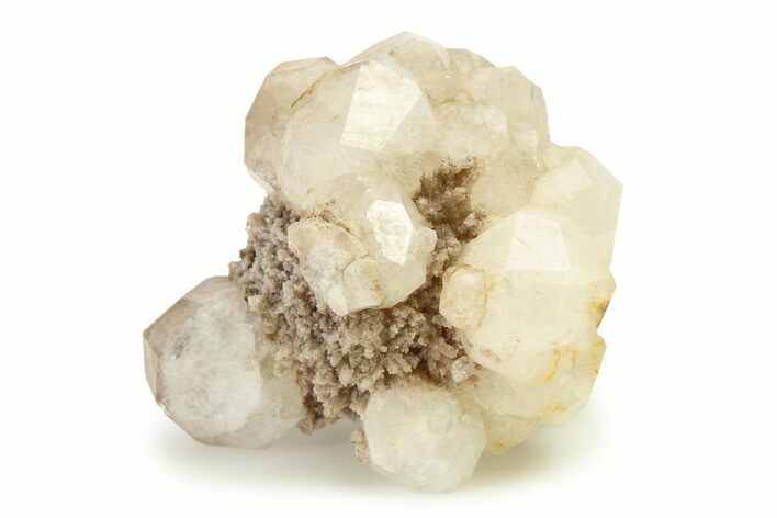 Colorless Trapezohedral Analcime on Druzy Quartz - Argentina #336396